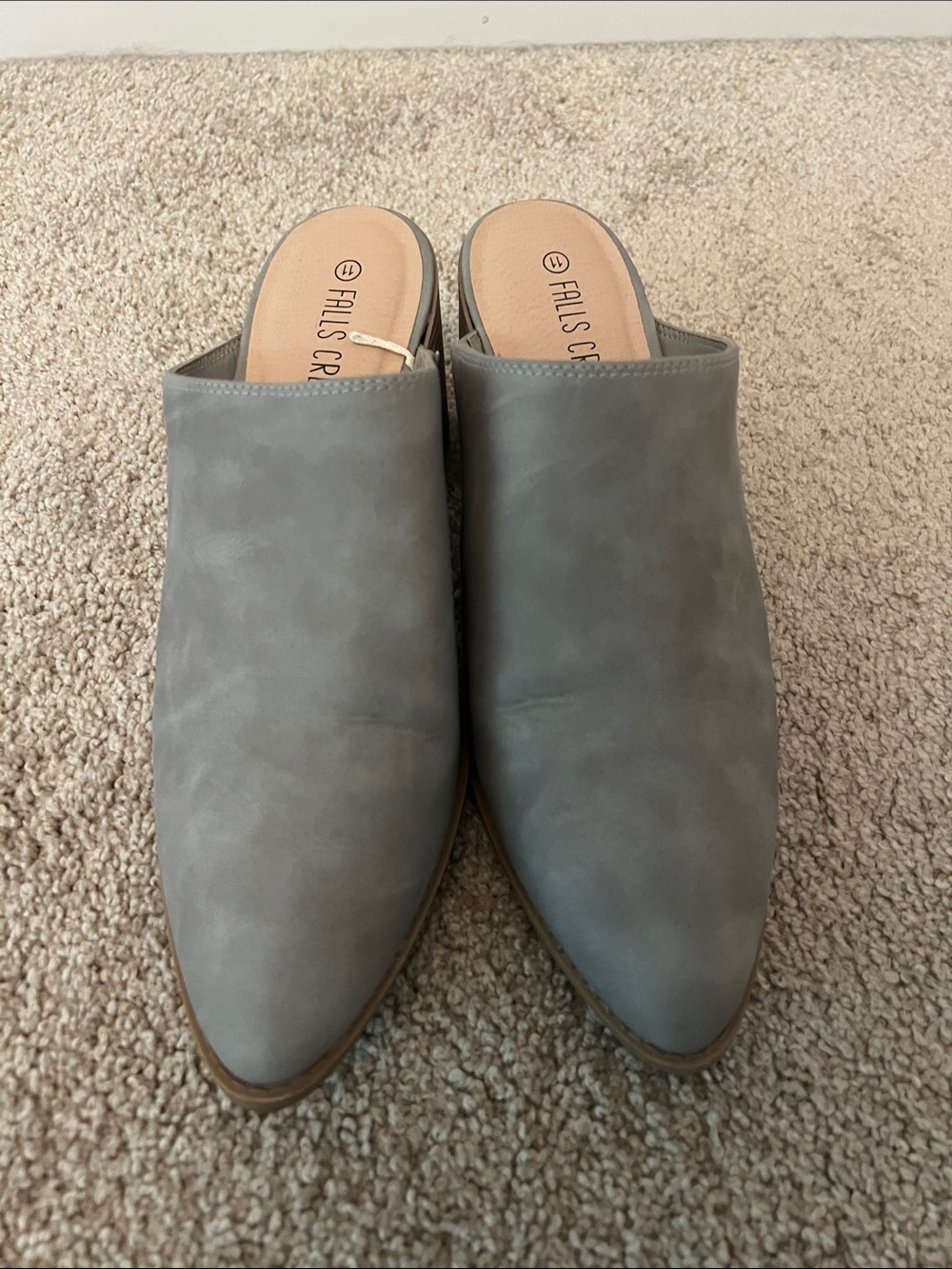 Falls Creek Grey Pointed Toe Slip-On Mules